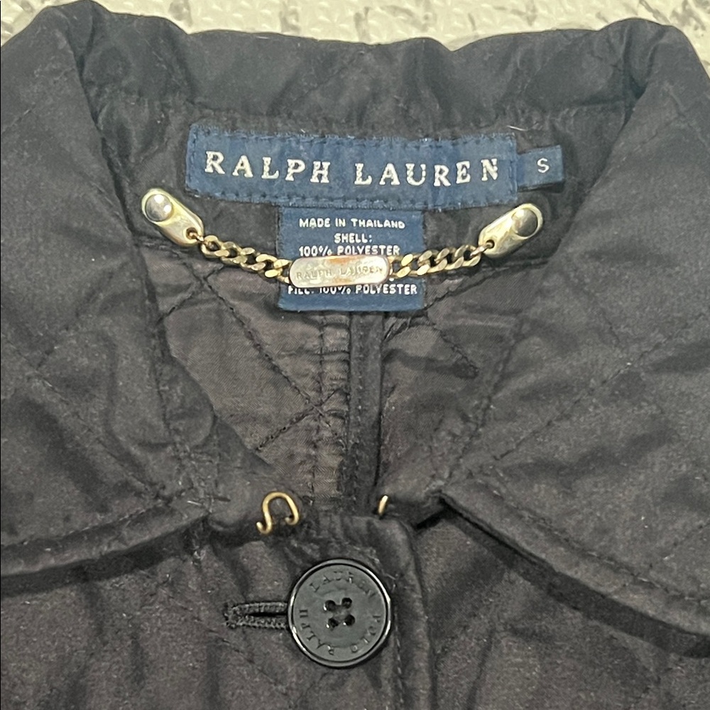 π€Ralph Lauren Black Quilted Button-Up Jacket β Size S π€ - Picture 3 of 11